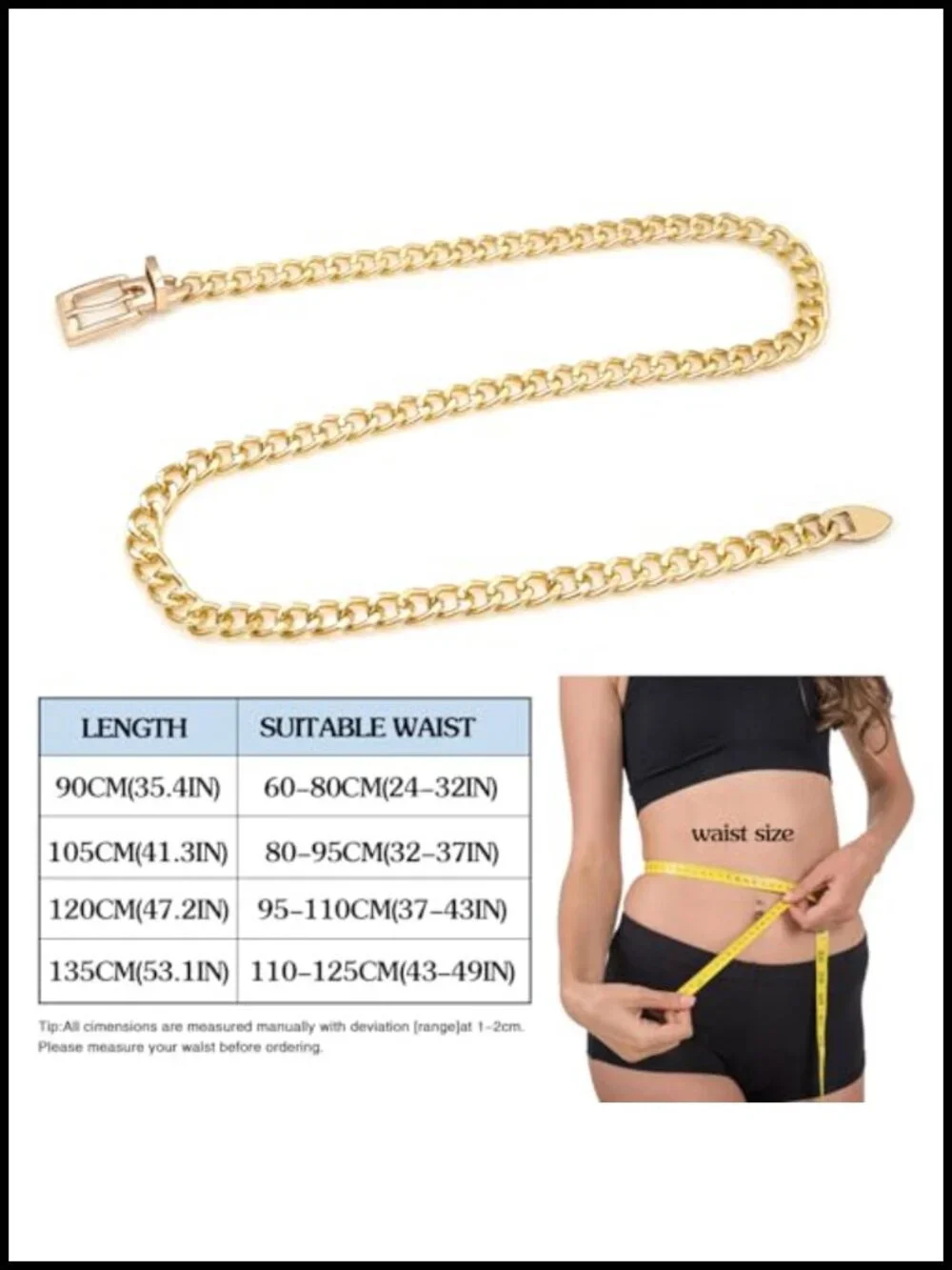 Chunky Gold Chain Waist Belt for Women, Adjustable Link Belt